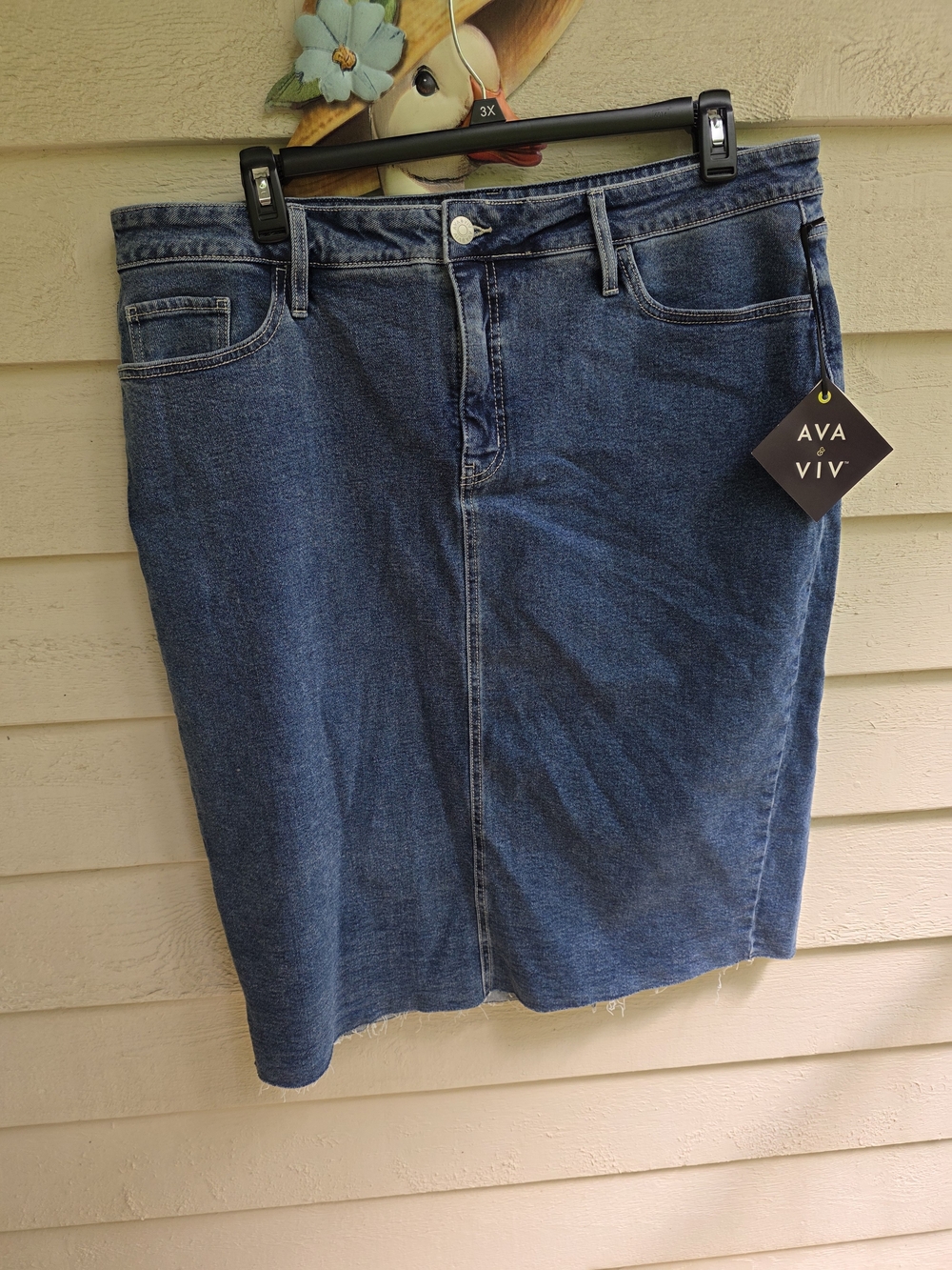 Ava & Viv Medium Blue Straight Denim Skirt